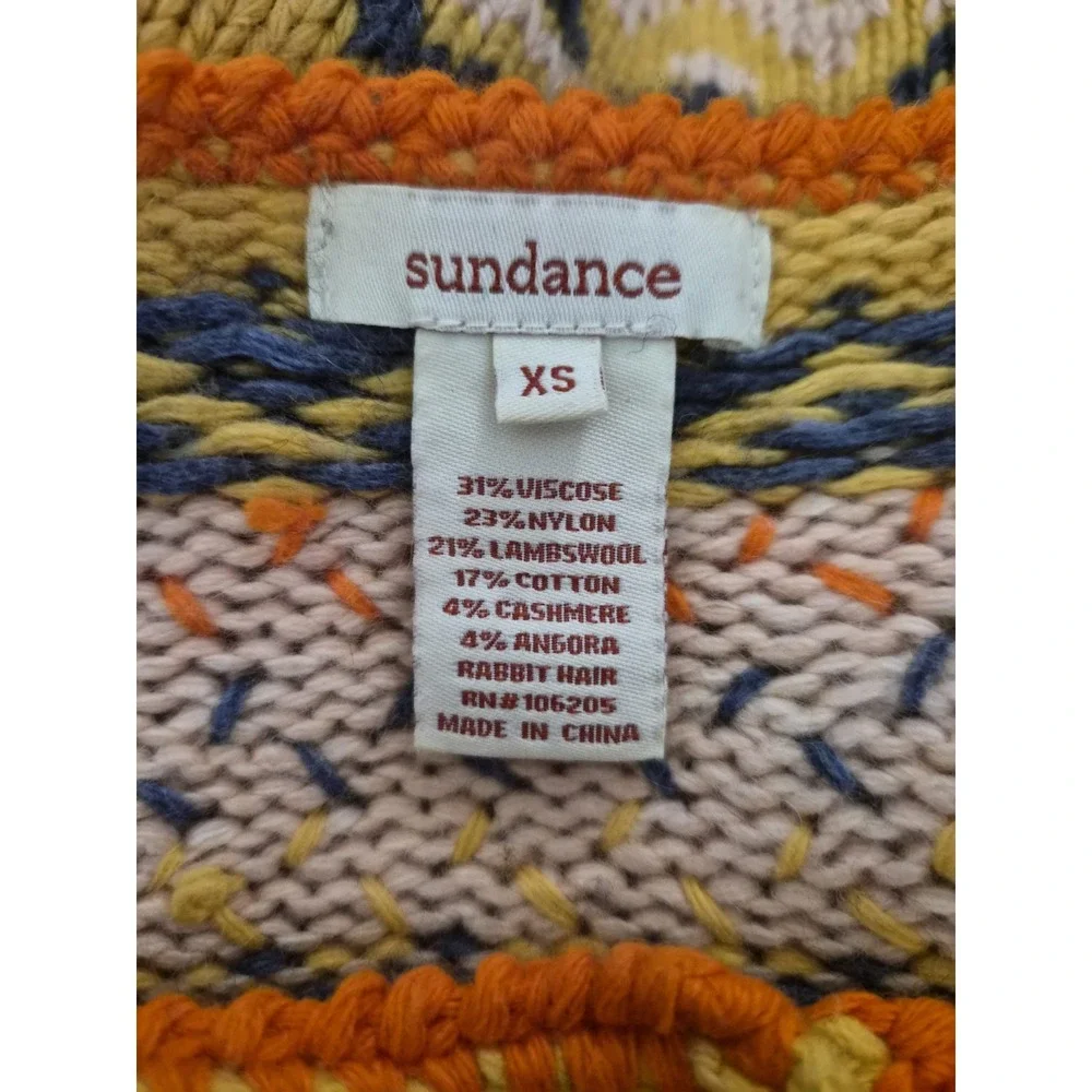 Sundance Fair Isle Cardigan Sweater Multicolor Wool Cashmere Angora Blend Button - Picture 5 of 5